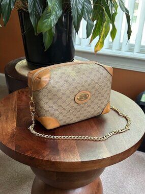 GUCCI Small GG Monogram Pouch Shoulder Bag, Caramel, Taupe